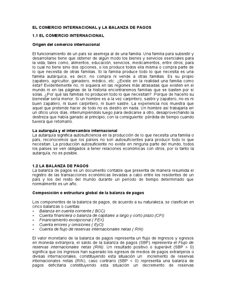 Comercio y Balanza de Pagos | PDF | Tipo de cambio | Balance de pagos