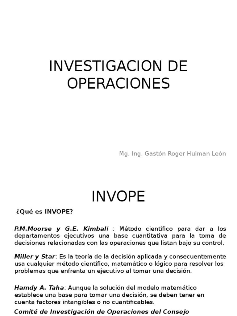 Qué es INVOPE en Investigación de Operaciones | PDF | La investigación ...