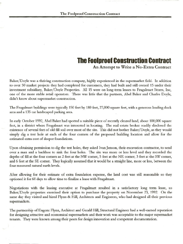 Fool Proof Construction Contract Case. | PDF