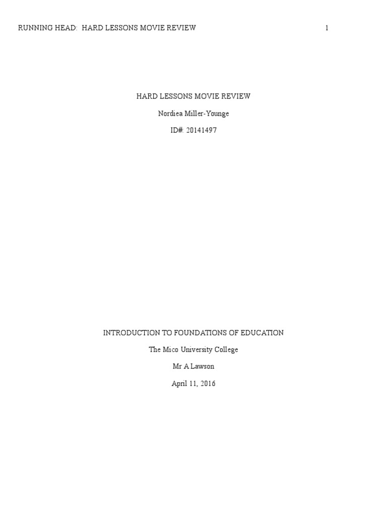 Hard Lessons: A Movie Review | PDF | Teachers | Teaching