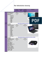 Daftar Kebutuhan Barang