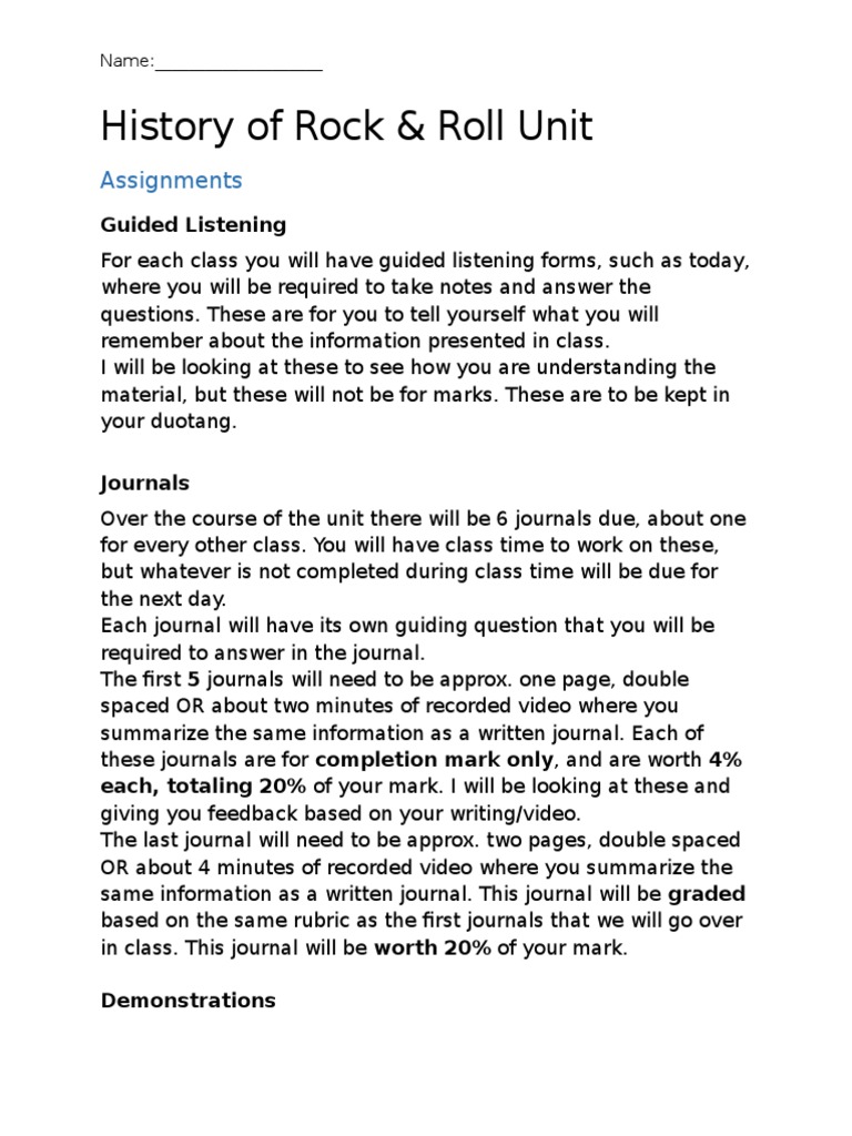 History Of Rock Pdf : Lesson Plan – BAHG