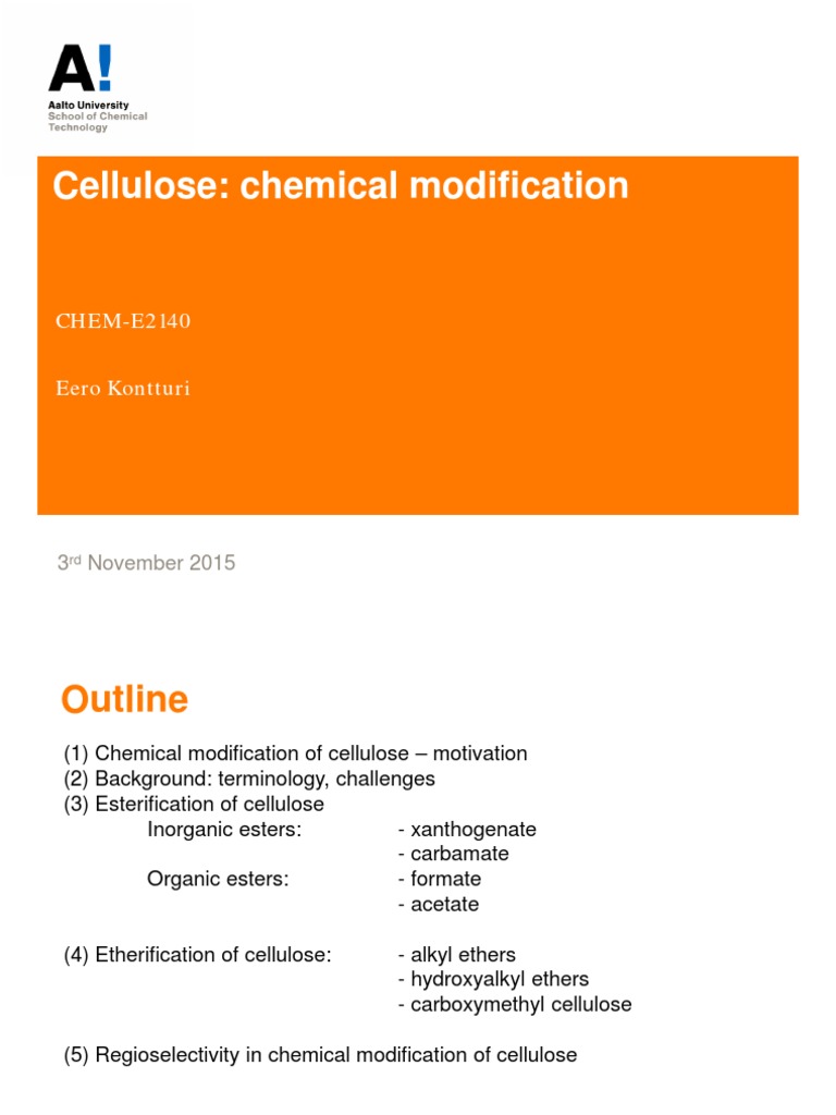 Lecture 3 Cellulose Modification Pdf Pdf Ester Cellulose