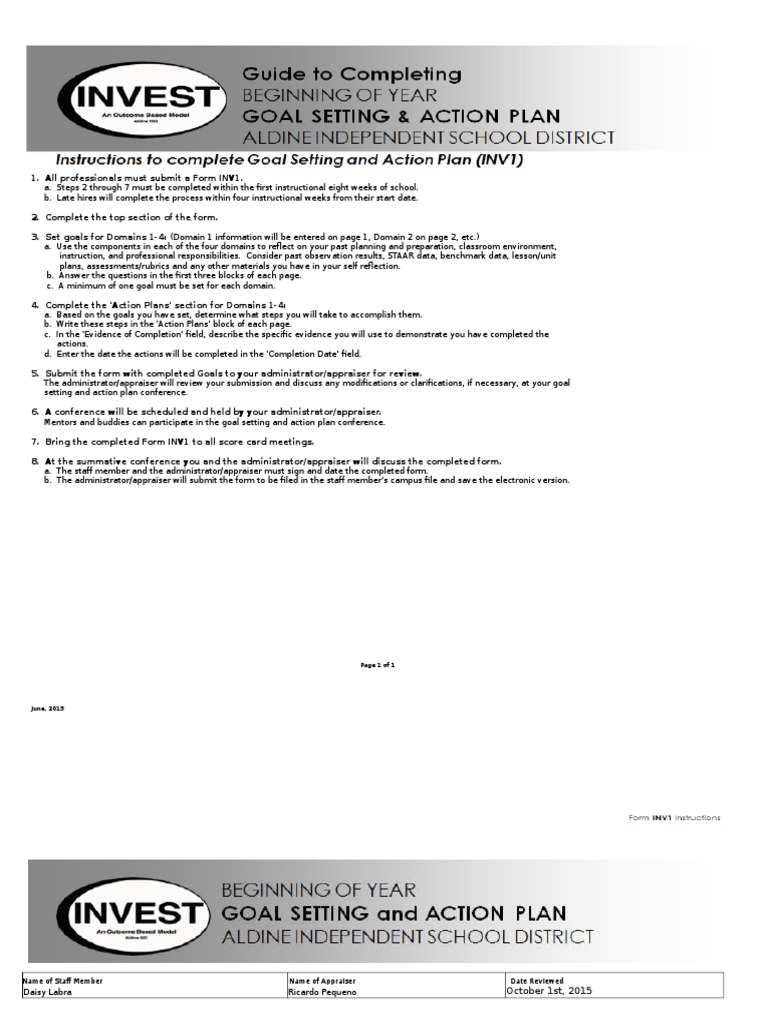 Goal Setting and Action Plans for Educators | PDF | Goal Setting ...