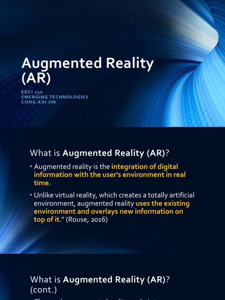 Jin-Augmented Reality-Presentation PDF | PDF | Augmented Reality ...