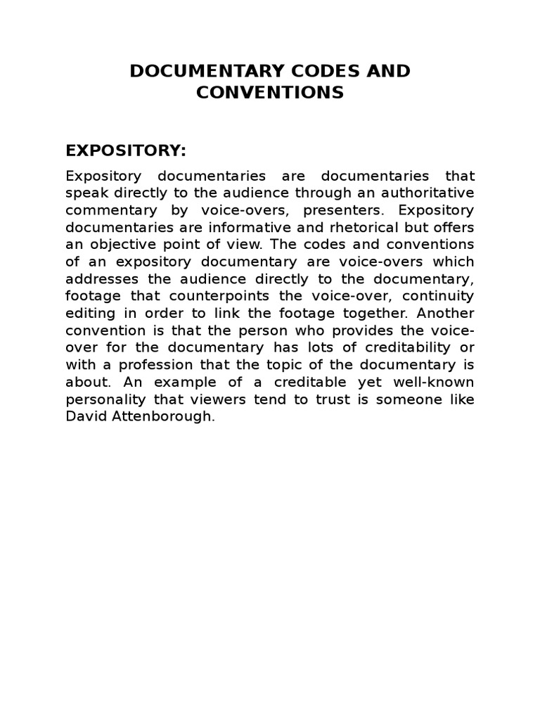 Understanding Documentary Conventions | PDF | Documentary Film | Voice Over