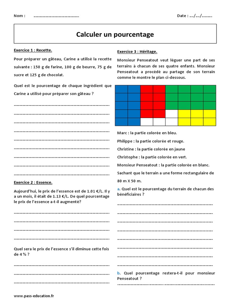 Exercices Français 5ème à Imprimer Gratuit Pourcentage 5ème Exercices À Imprimer Calculer | PDF