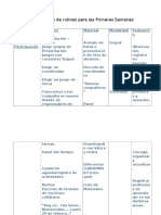 Secuencia Didáctica de Rutinas para El Primera Semana