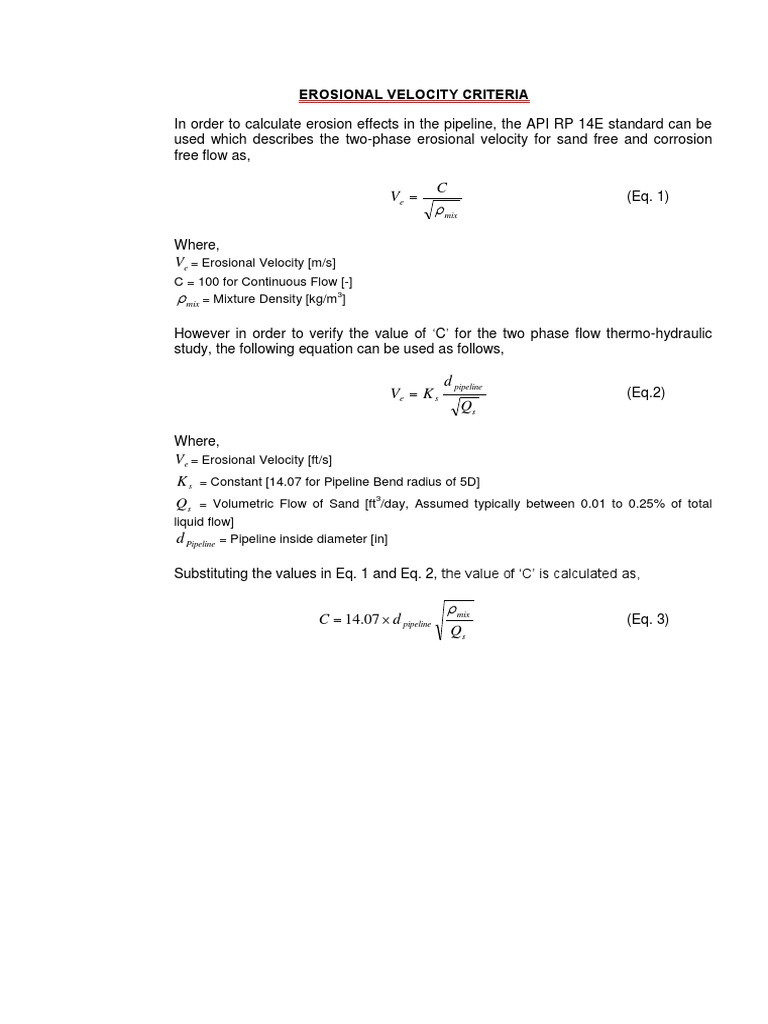 Erosional Velocity Criteria | PDF