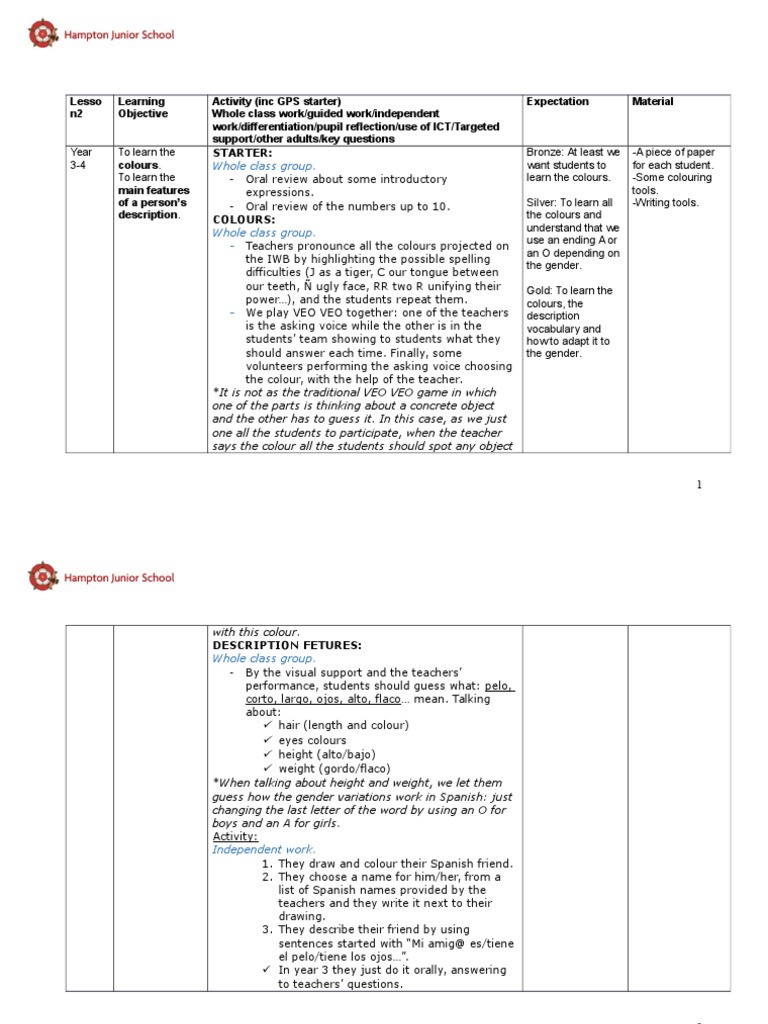 Lesson2 Year 3 4 | PDF | Semiotics | Learning