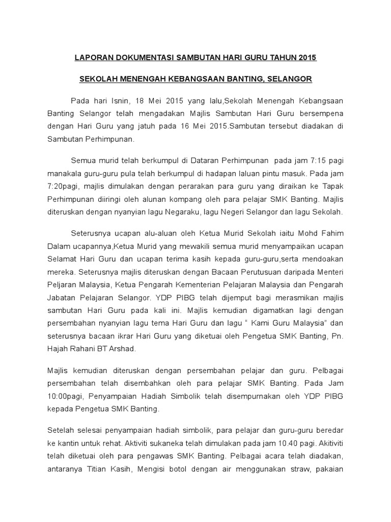 Laporan Tentang Sambutan Hari Guru