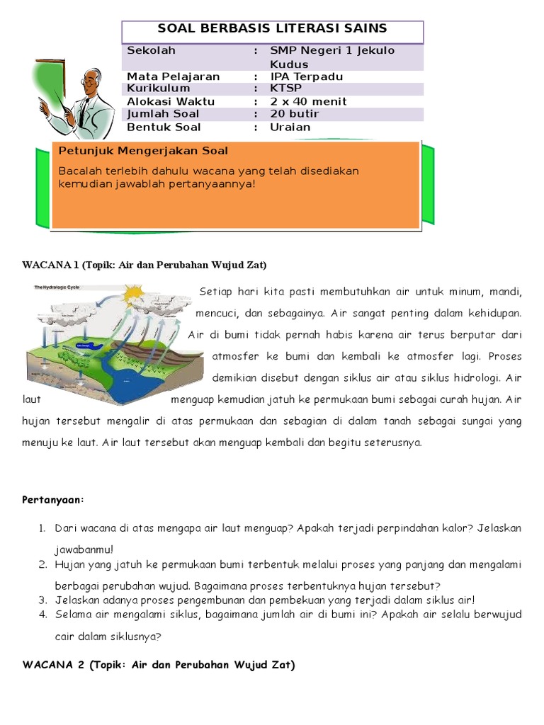 Soal Berbasis Literasi Sains  Esai  PDF