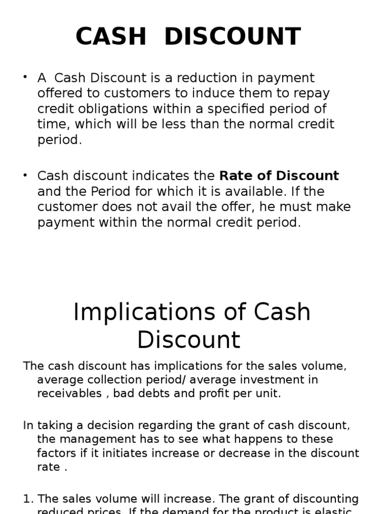 Cash Discount Impact on Sales and Profit | PDF | Discounting ...