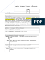 Information Literacy Project 1: Intro To Research: Student: Clas S: Instruc Tor: Dat e