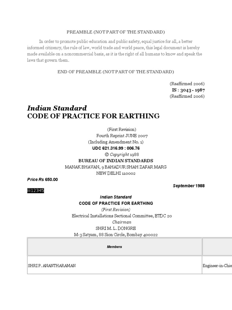 Indian Earthing Standards | PDF | Insulator (Electricity) | Electric ...