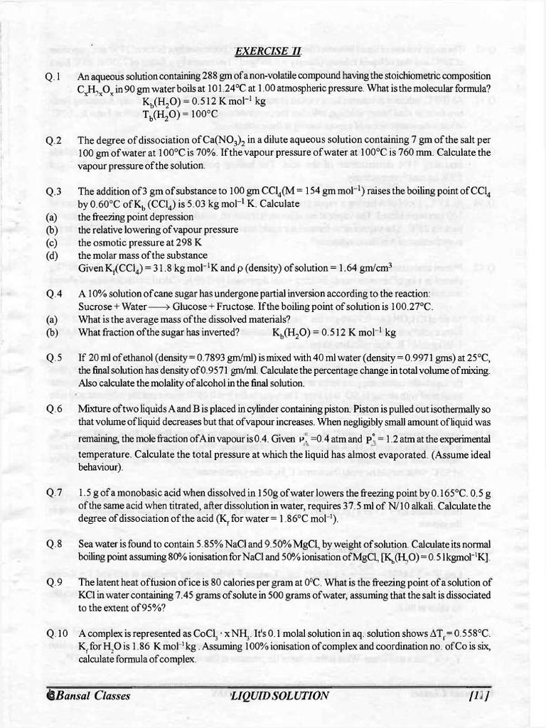 Liquid Solutions | PDF | Solution | Vapor