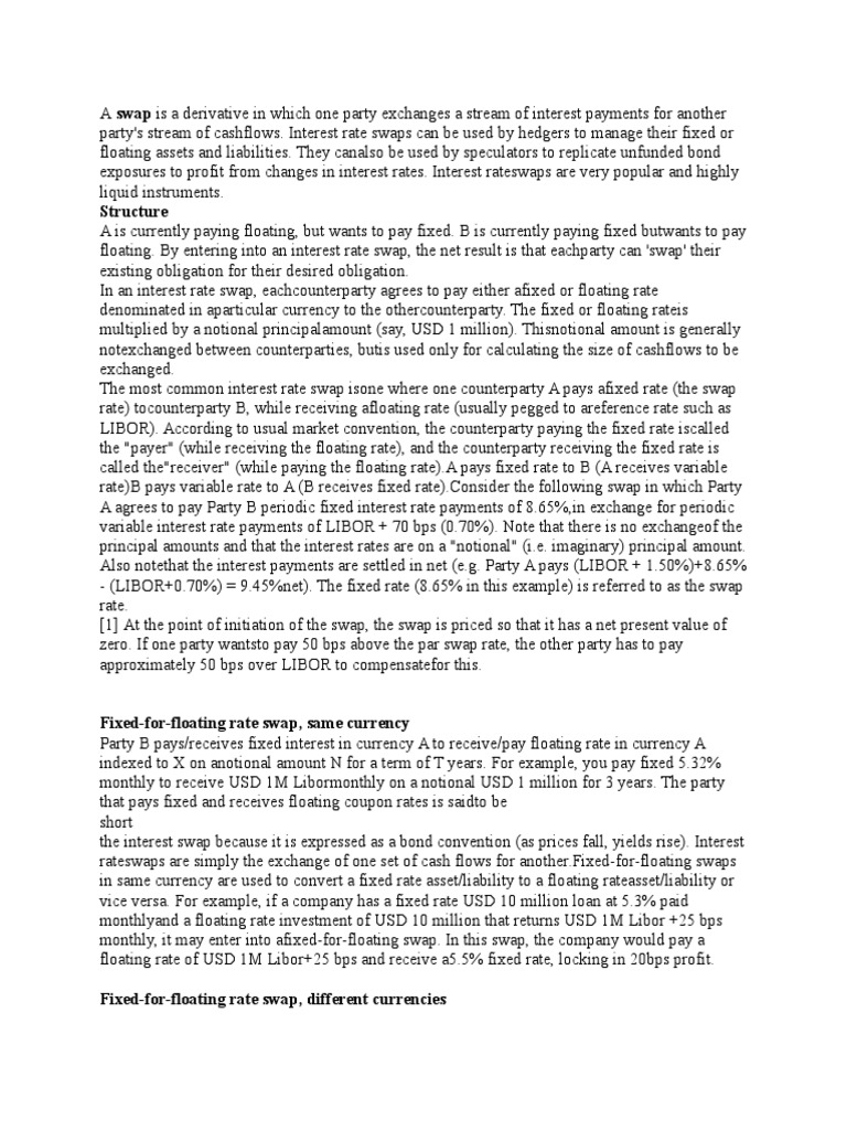 Swap Pdf Swap Finance Interest Rate Swap