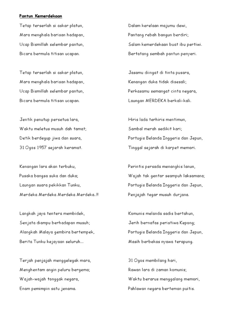 Pantun Kemerdekaan Pdf