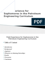 Field Experience in The Petroleum Engineering Program