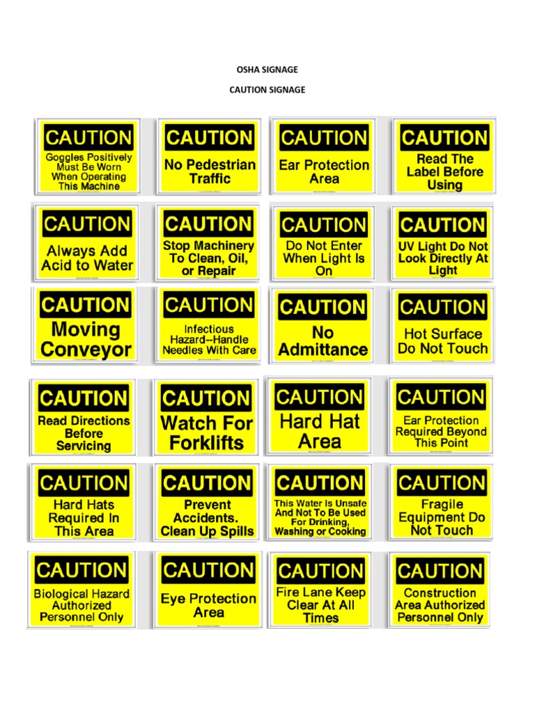 Osha Signage Caution Signage | PDF