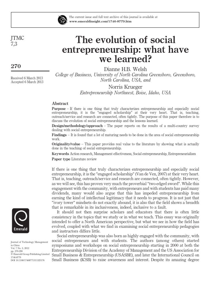 What Have We Learned From Social Entrepreneurship | PDF | Social ...