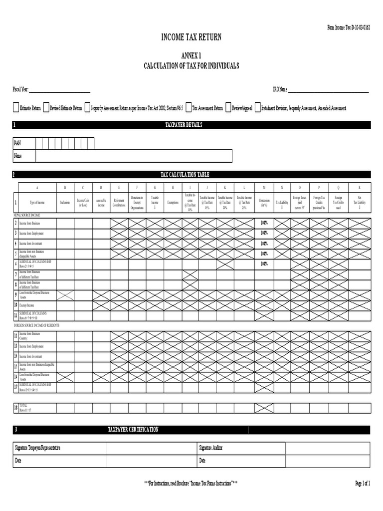 Individual Income Tax Return Form | PDF