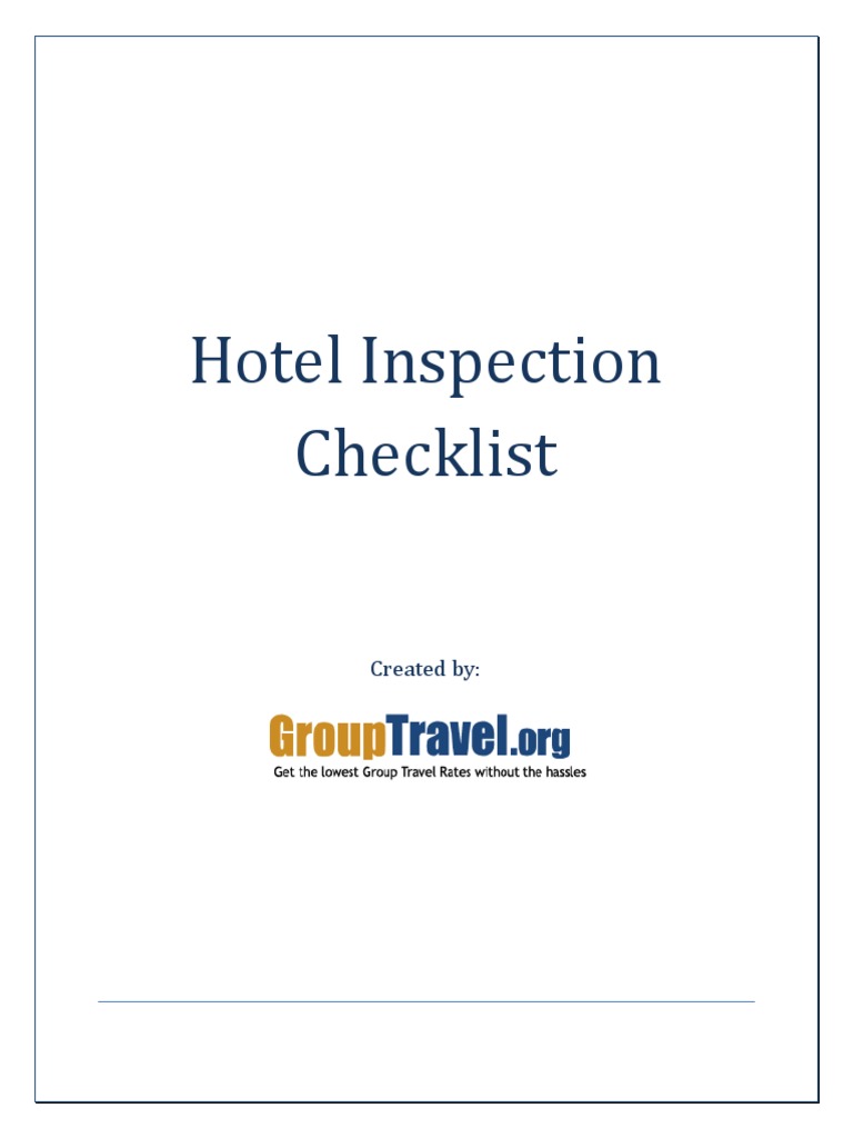 Hotel Inspection Checklist | PDF | Hotel | Menu