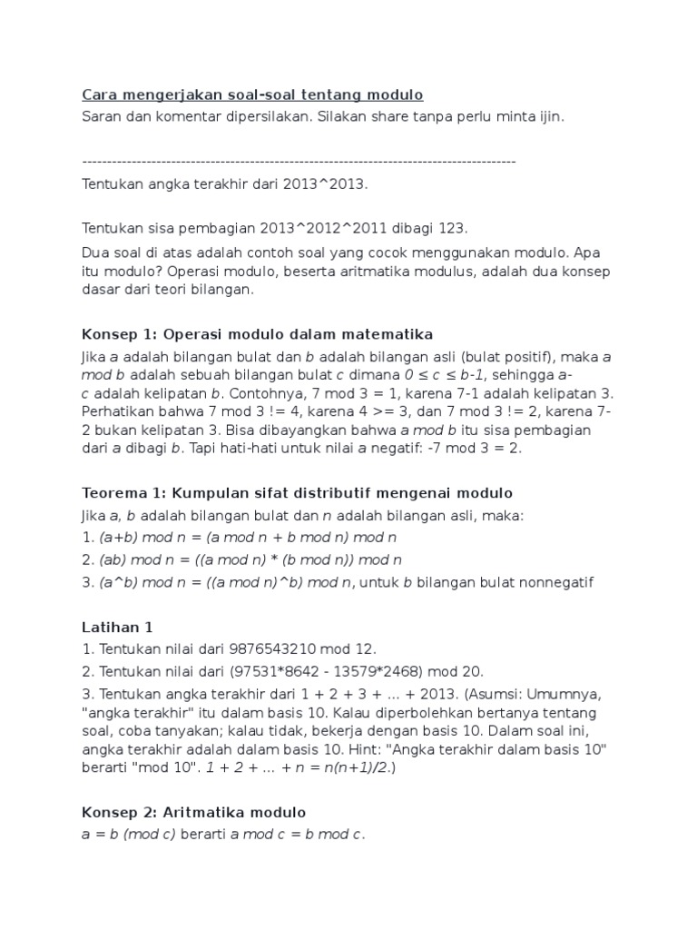 Cara Mengerjakan Soal Modulo