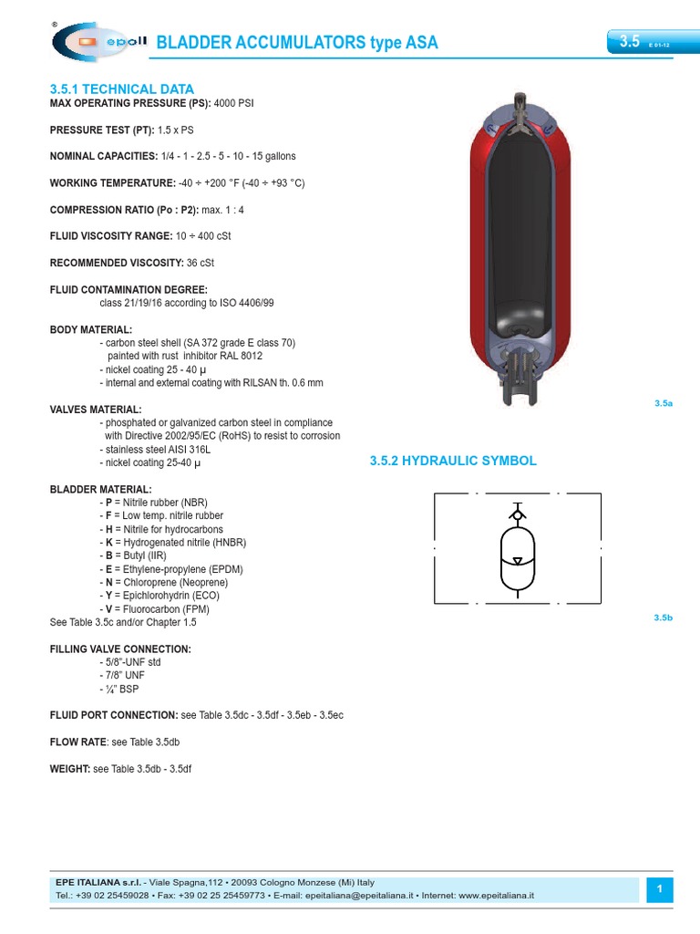 ASA Bladder Accumulators Guide | PDF | Petroleum | Valve
