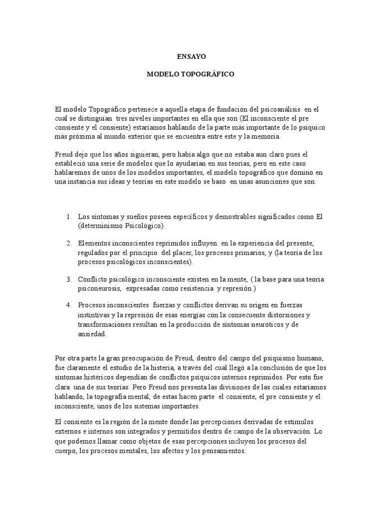 Modelo Topografico Ensayo Mente inconsciente Sigmund Freud