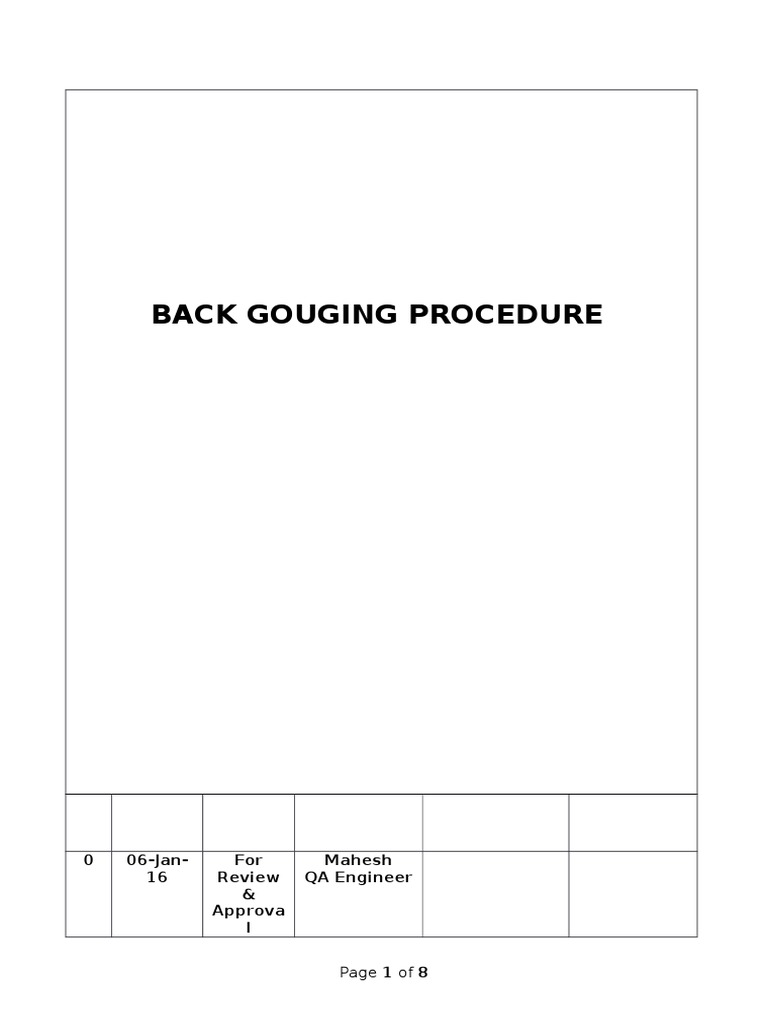 Back Gouging Procedure Grinding (Abrasive Cutting) Welding