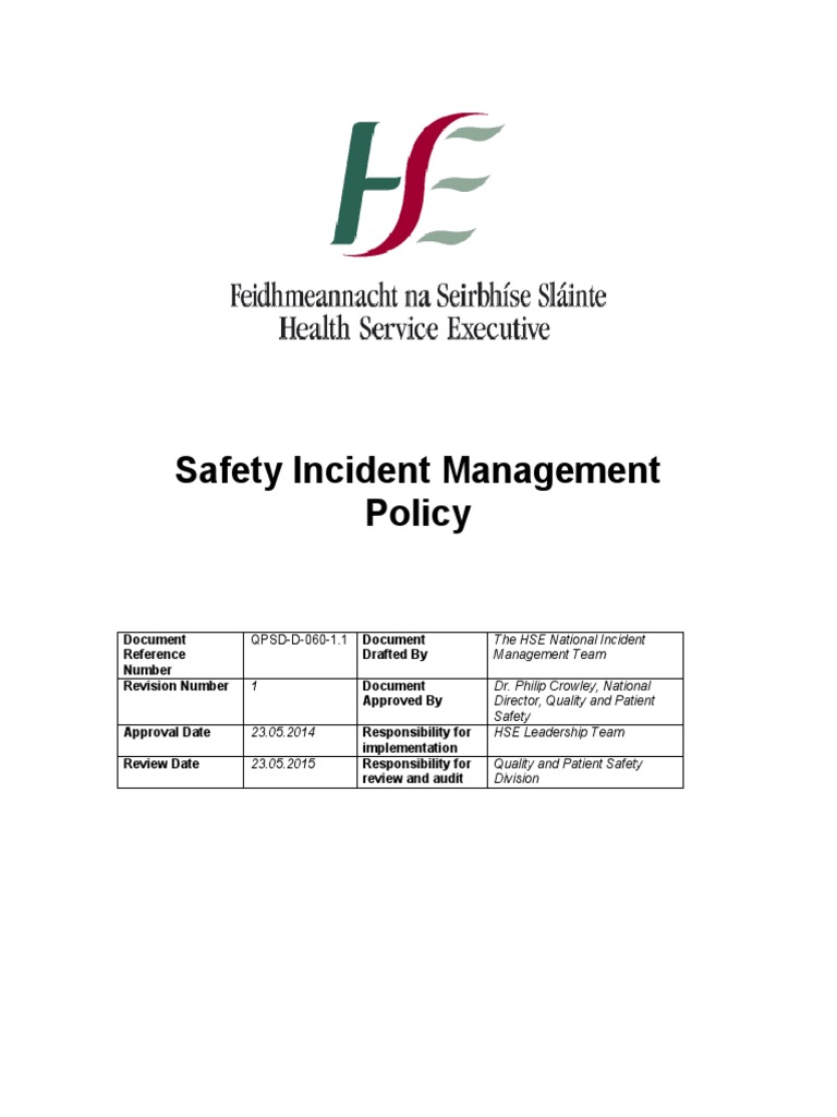 Safety Incident Management Policy Guide | PDF | Incident Management ...