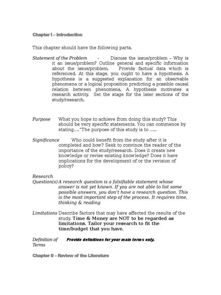 Chapter I - Introduction: Limitations. Tailor Your Research To Fit The ...