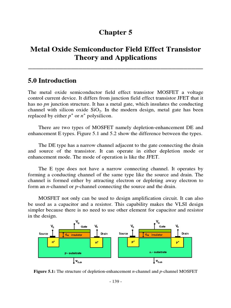 Chapter 5 MOSFET Theory and Applications PDF Mosfet Field Effect Transistor