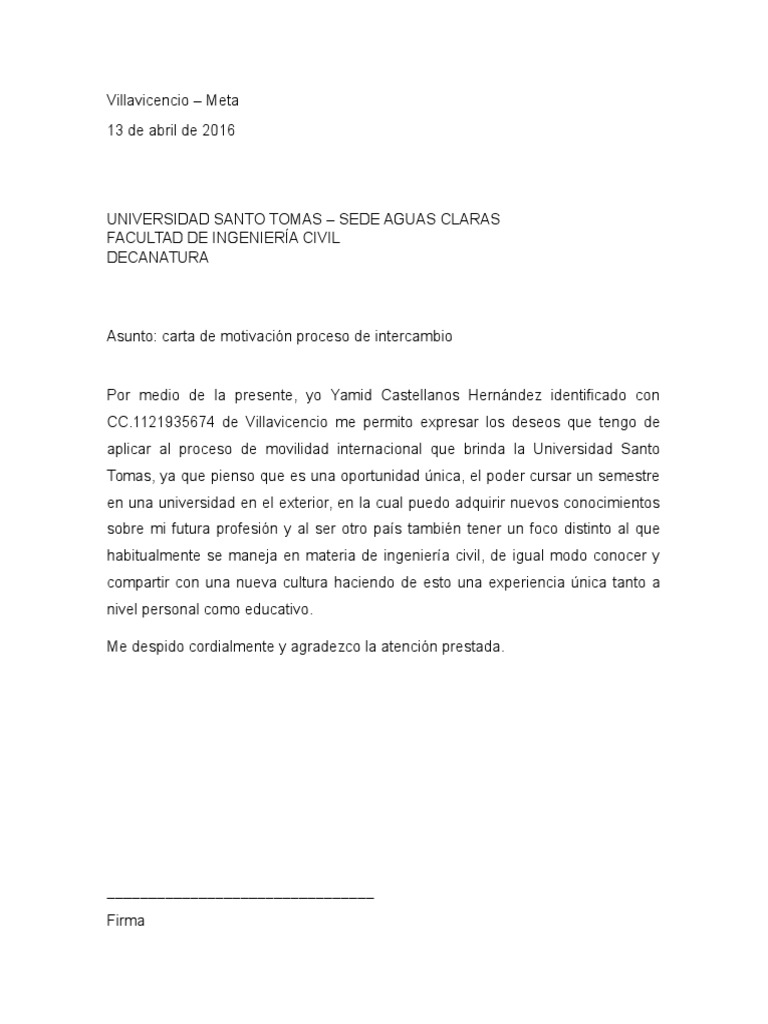 Carta de Motivacion