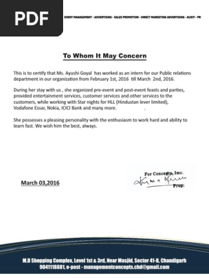 experience letter