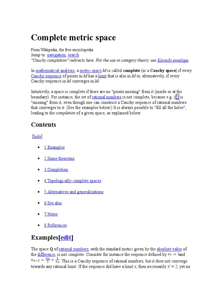 Complete Metric Space Pdf