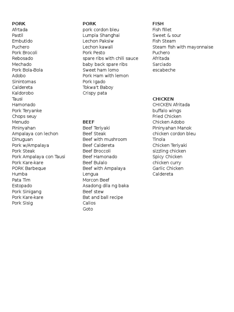 Cook/ MENU | PDF | Beef | Steak
