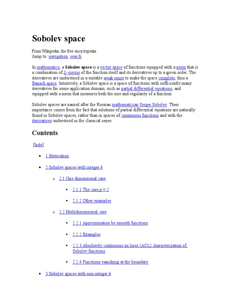 Sobolev Space | PDF | Derivative | Linear Algebra