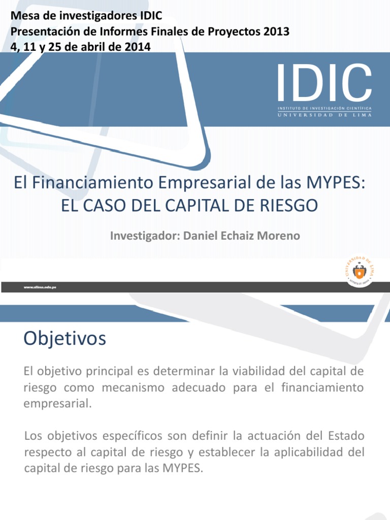 Capital de Riesgo para MYPES en Perú | PDF | Capital de riesgo ...