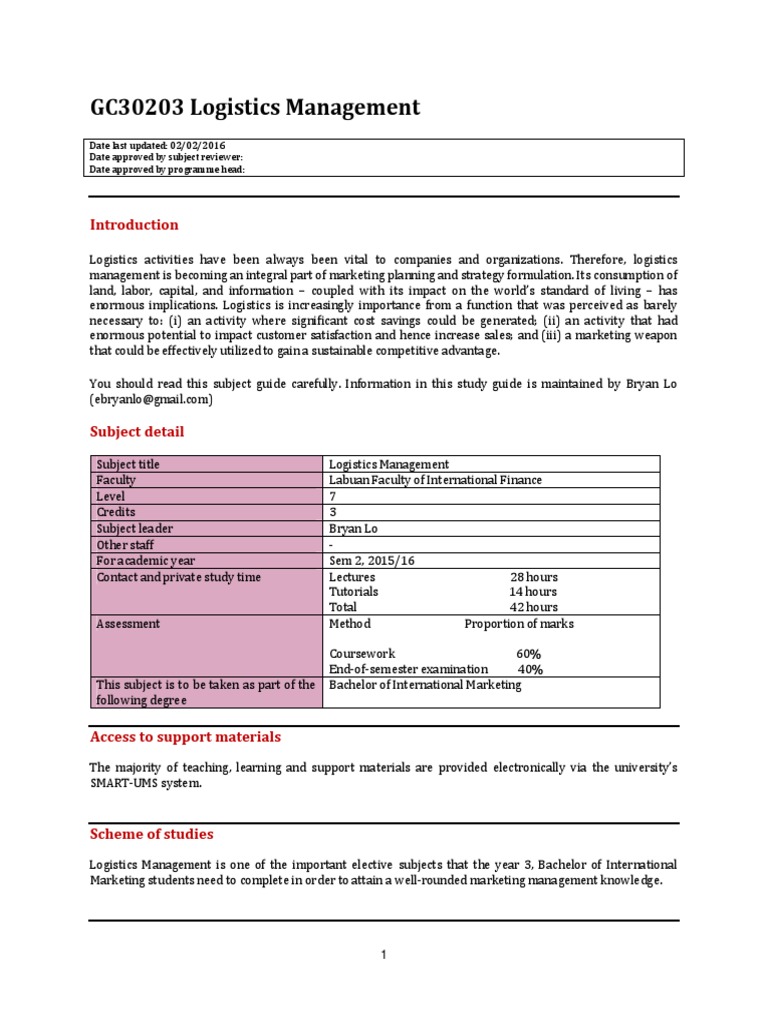 Logis TABLE 3 - New Format | PDF | Logistics | Supply Chain Management