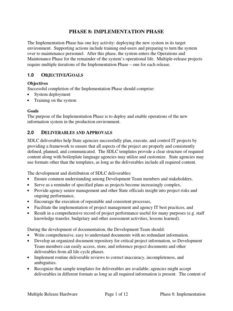 Implementation Phase for Multiple Releases | PDF | Risk Management ...