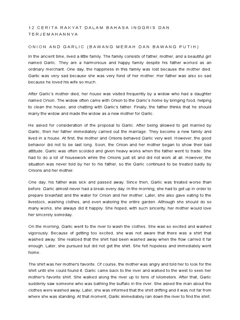 12 Cerita Rakyat Dalam Bahasa Inggris Dan Terjemahannya 12 Cerita Rakyat Dalam Bahasa Inggris Dan Terjemahannya