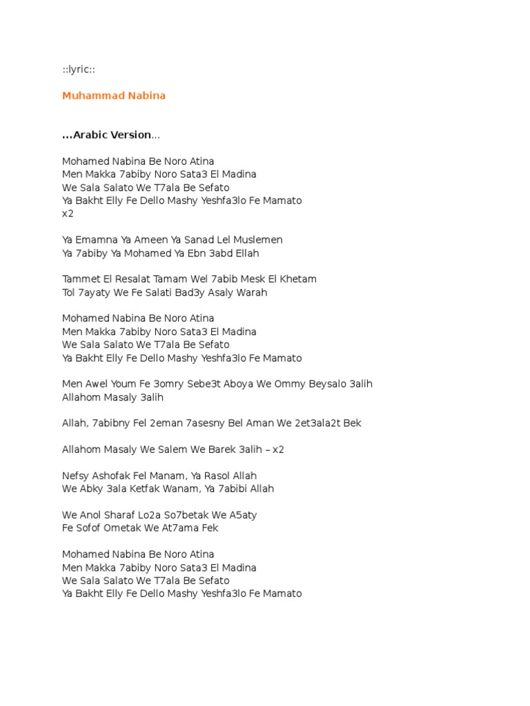 Lirik Nasyid Pdf Muhammad Islamic Belief And Doctrine