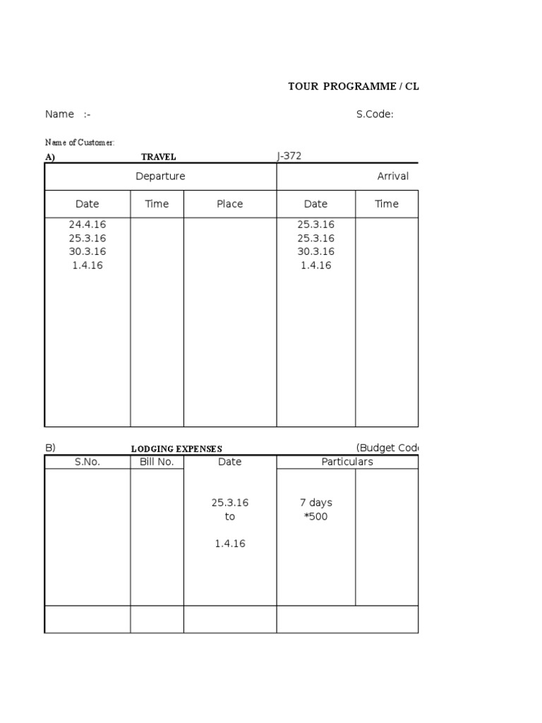 Name:-S.Code:: Tour Programme / Claim | PDF