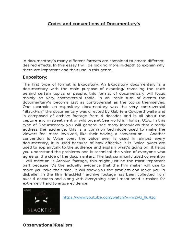 Documentary Codes and Conventions Explained | PDF | Documentary Film ...