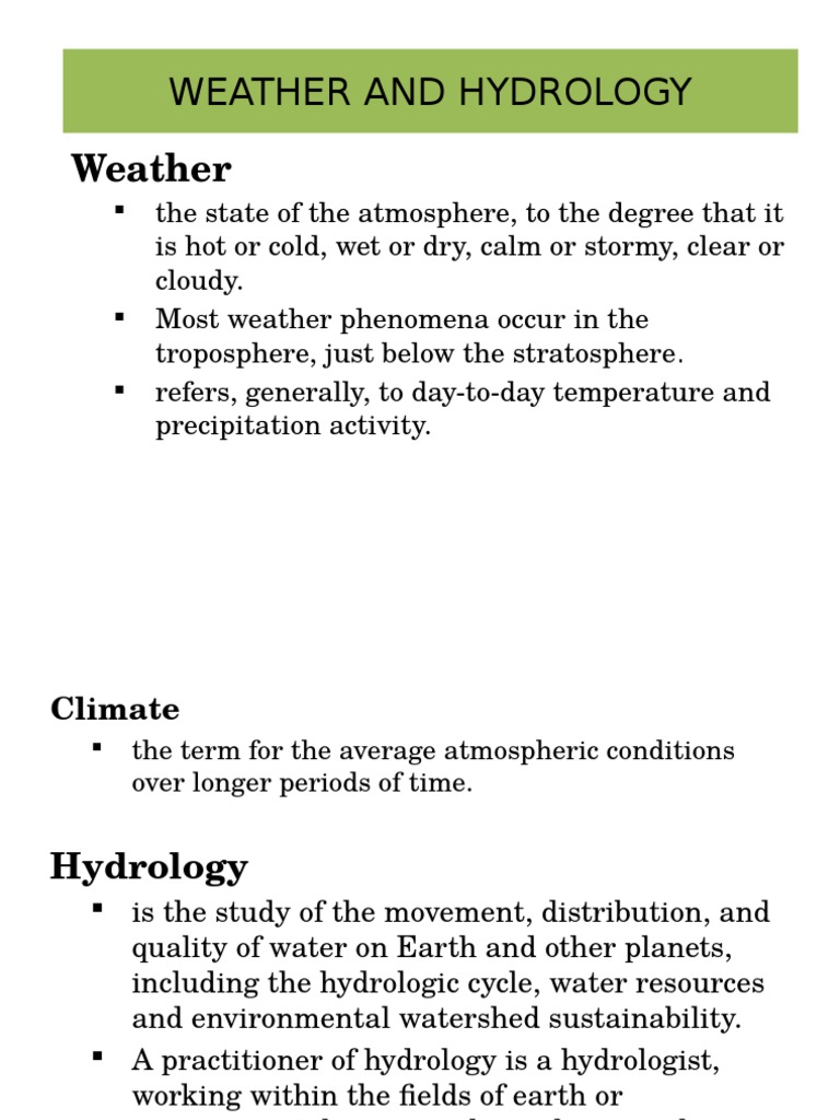 Weather And Hydrology Pdf Hydrology Water Cycle