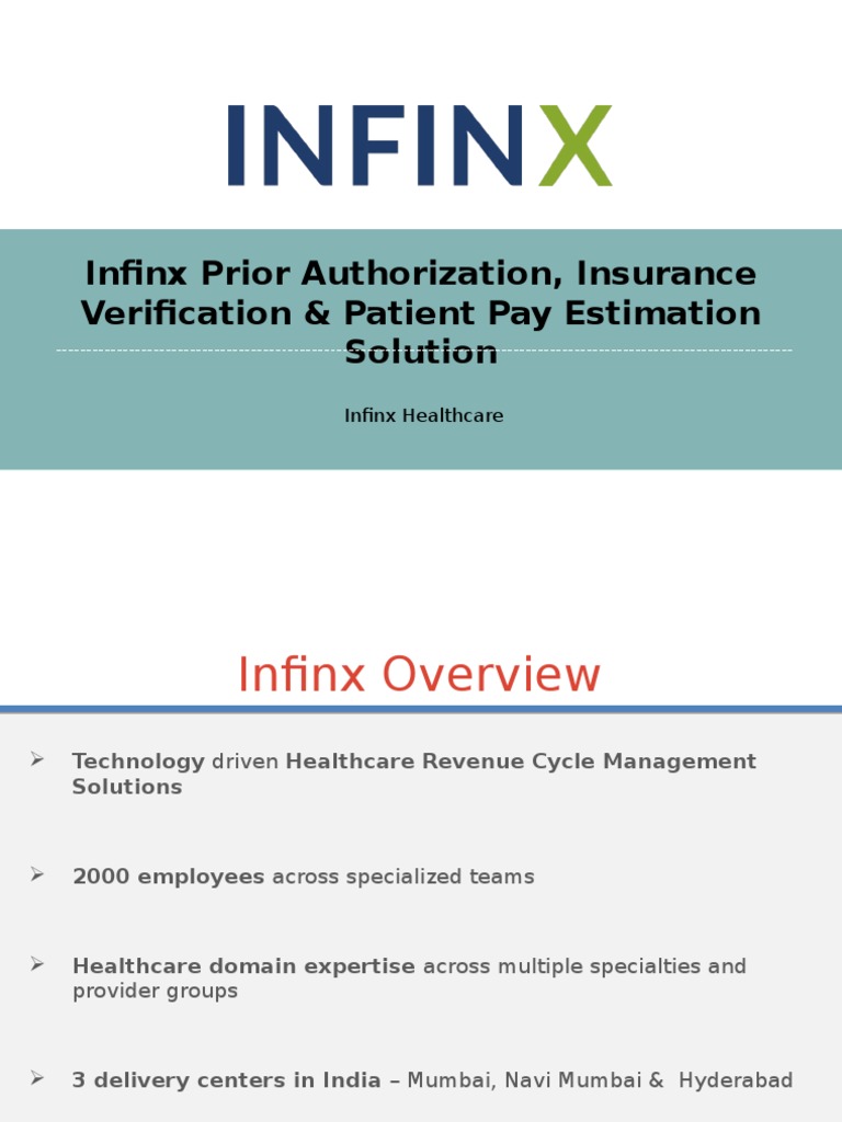 Infinx Prior Authorization, Insurance Verification