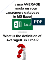How To Use AVERAGE If Formula On YourHow To Use AVERAGE If Formula On Your Customers Database in MS Excel - Sofia B - Precision Minister
