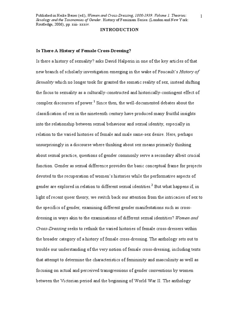 Women CrossDressing Introduction PDF Cross Dressing Sexology
